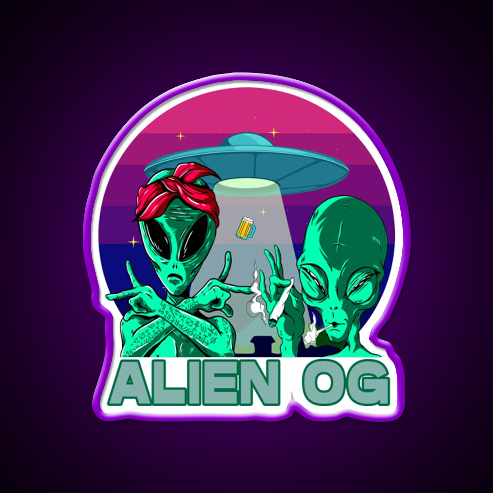 Strains Alien Og Hemp Inspired Green Leaf Led Neon Sign Rgb Color - LED neon sign view 9