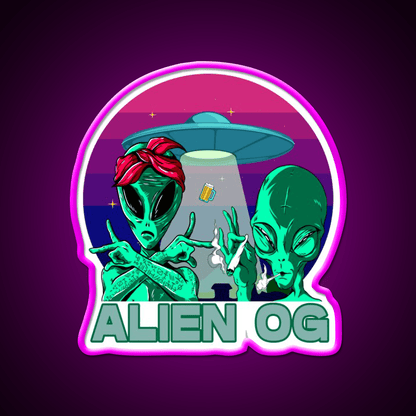 Strains Alien Og Hemp Inspired Green Leaf Led Neon Sign Rgb Color - Shineneon