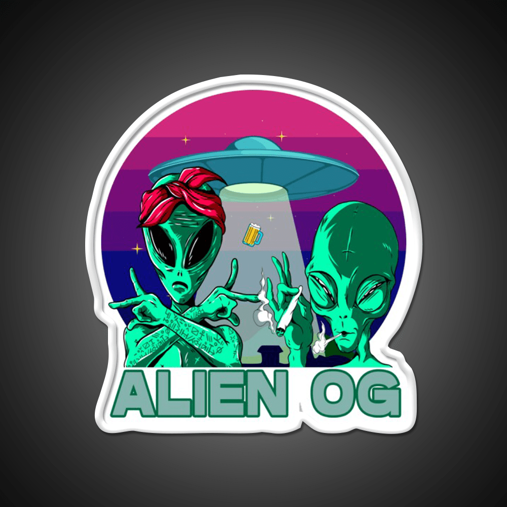 Strains Alien Og Hemp Inspired Green Leaf Led Neon Sign Rgb Color - Shineneon