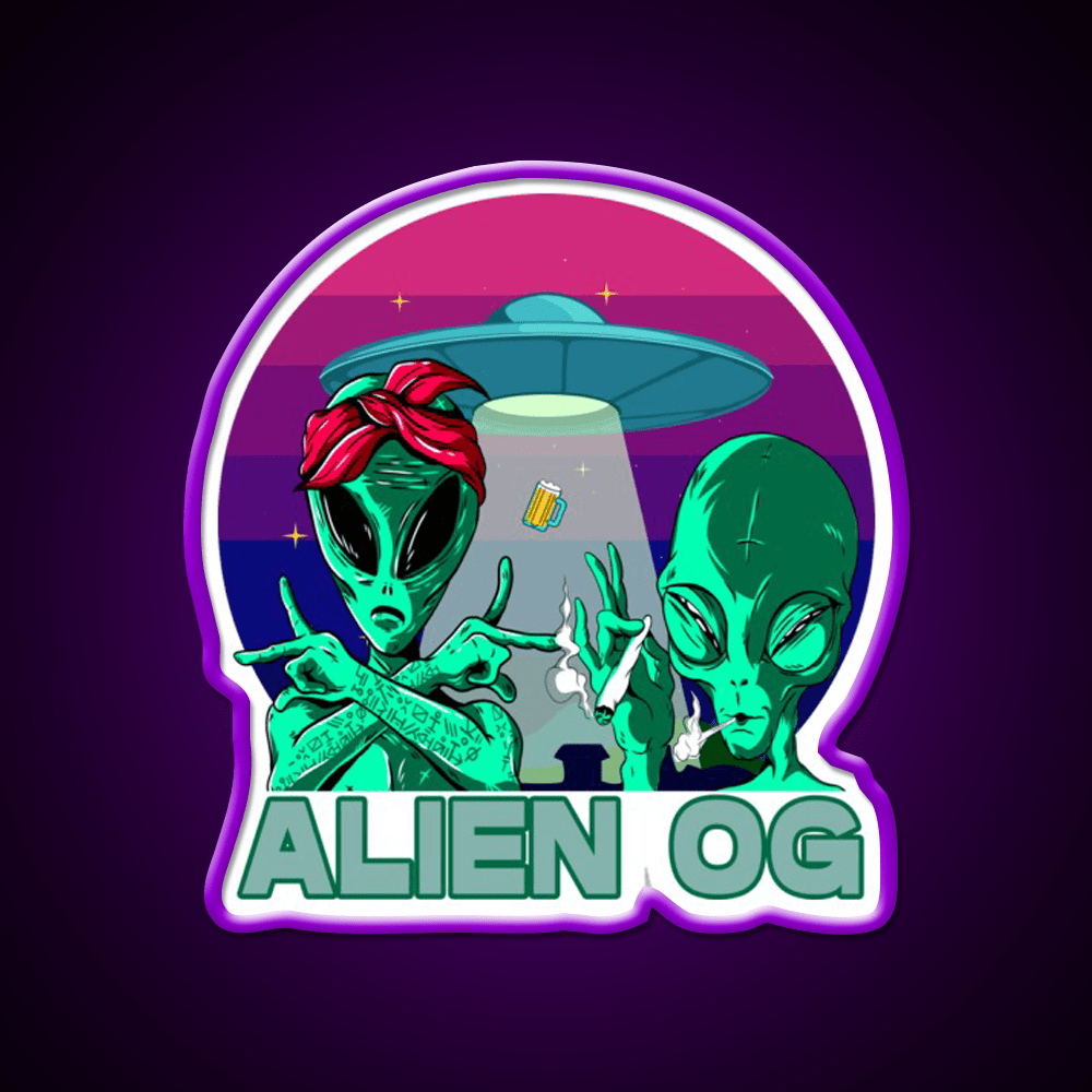 Strains Alien Og Hemp Inspired Green Leaf Led Neon Sign Rgb Color - Shineneon