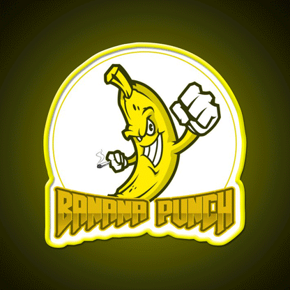 Strains Banana Punch Hemp Inspired Green Leaf Led Neon Sign Rgb Color - Custom LED neon sign front view