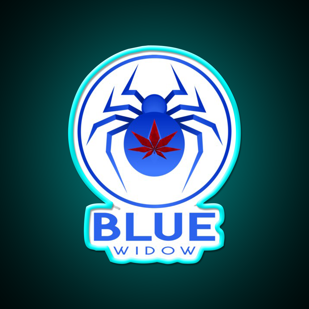 Strains Blue Widow Spider Hemp Inspired Green Leaf Led Neon Sign Rgb Color - Size and dimension reference