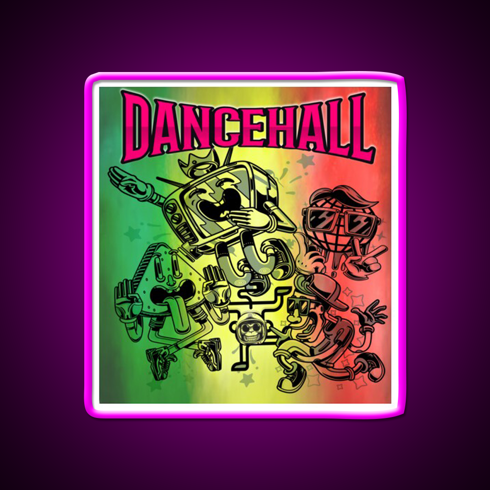 Strains Dancehall Hemp Inspired Green Leaf Led Neon Sign Rgb Color - Neon sign mounted on wall in room
