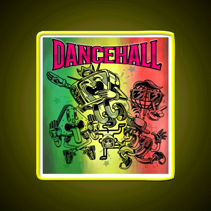 Strains Dancehall Hemp Inspired Green Leaf Led Neon Sign Rgb Color - Custom LED neon sign front view