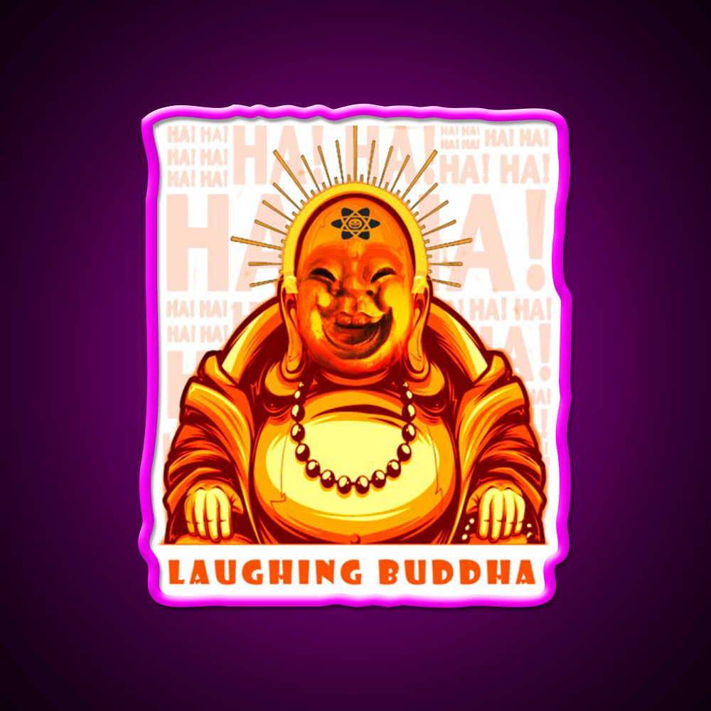 Strains Laughing Buddah Hemp Inspired Green Leaf Led Neon Sign Rgb Color - Neon sign mounted on wall in room