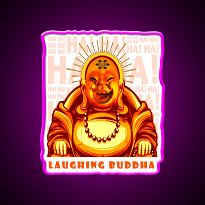 Strains Laughing Buddah Hemp Inspired Green Leaf Led Neon Sign Rgb Color - Neon sign mounted on wall in room