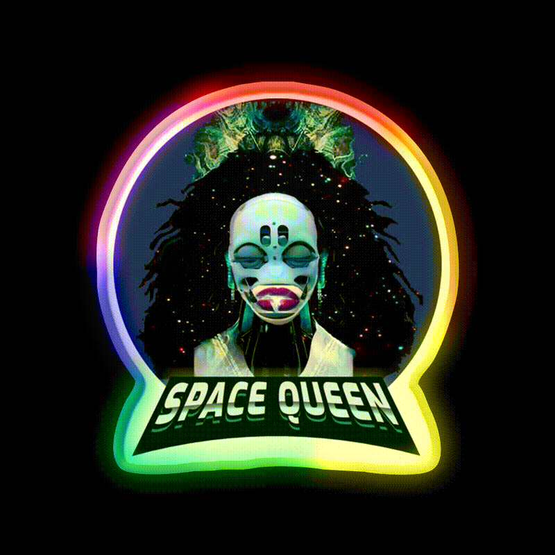 Strains Space Queen Cyberpunk Hemp Inspired Green Leaf Led Neon Sign Rgb Color - LED neon sign close-up detail