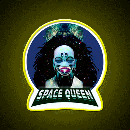Strains Space Queen Cyberpunk Hemp Inspired Green Leaf Led Neon Sign Rgb Color - Custom LED neon sign front view