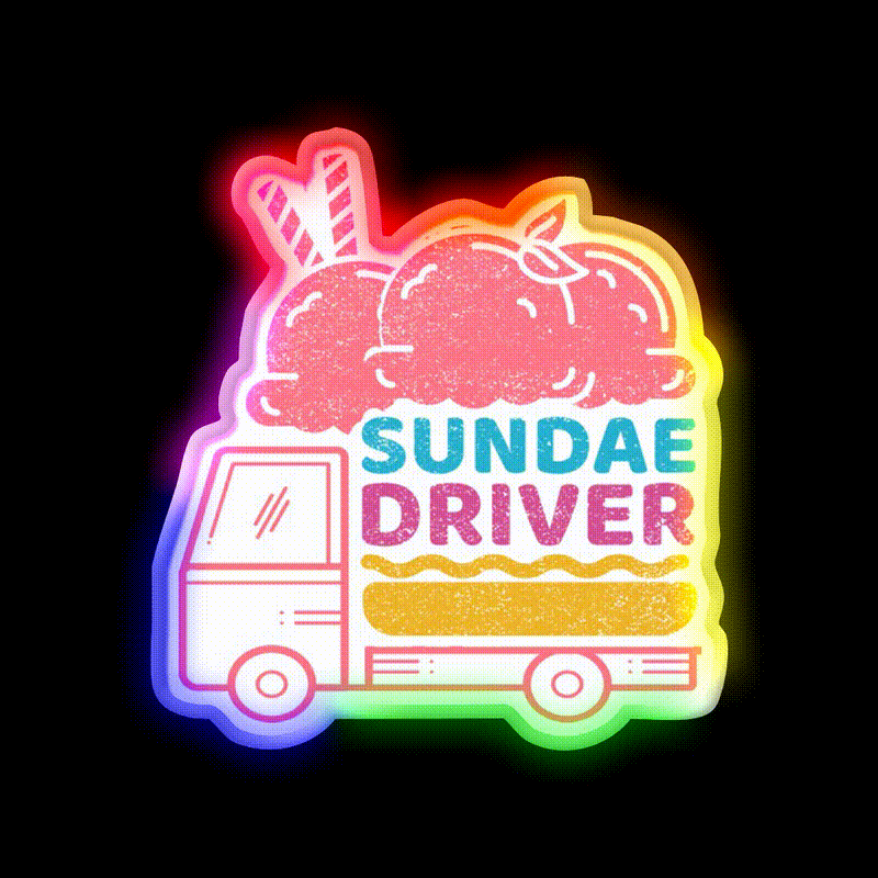 Strains Sundae Driver Hemp Inspired Green Leaf Led Neon Sign Rgb Color - LED neon sign close-up detail
