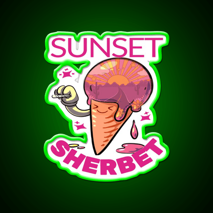 Strains Sunset Sherbet Kawaii Hemp Inspired Green Leaf Led Neon Sign Rgb Color - Shineneon