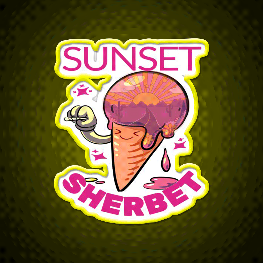 Strains Sunset Sherbet Kawaii Hemp Inspired Green Leaf Led Neon Sign Rgb Color - Custom LED neon sign front view
