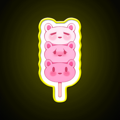 Strawbeary Dango Snack Food Led Neon Sign Rgb Color - Custom LED neon sign front view