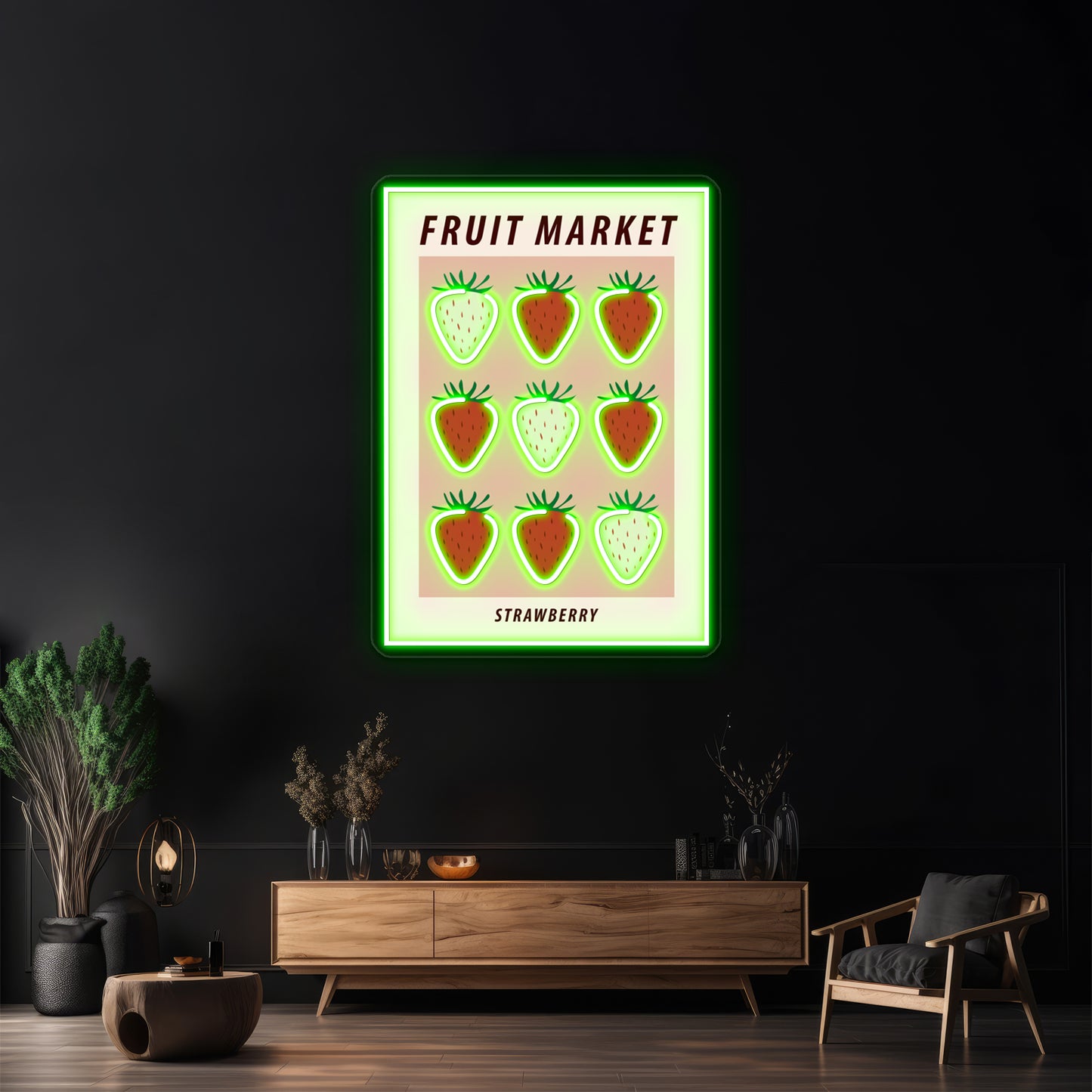 Strawberry Aesthetic Fruit Art Wall Artwork Neon Signs