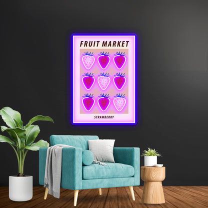 Strawberry Aesthetic Fruit Art Wall Artwork Neon Signs