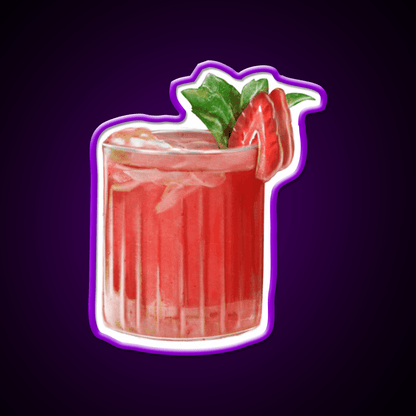 Strawberry Cocktail Bar Decor Led Neon Sign Rgb Color - Shineneon