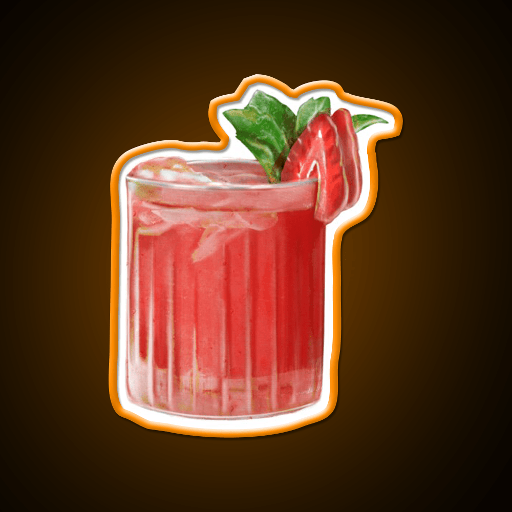 Strawberry Cocktail Bar Decor Led Neon Sign Rgb Color - Shineneon