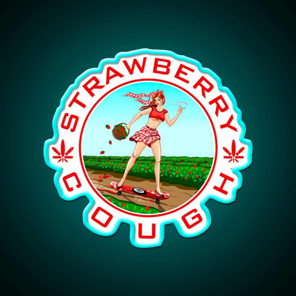 Strawberry Cough Seeds Hemp Inspired Green Leaf Led Neon Sign Rgb Color - Size and dimension reference