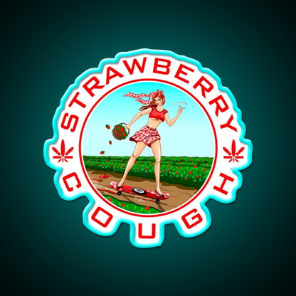 Strawberry Cough Seeds Hemp Inspired Green Leaf Led Neon Sign Rgb Color - Size and dimension reference