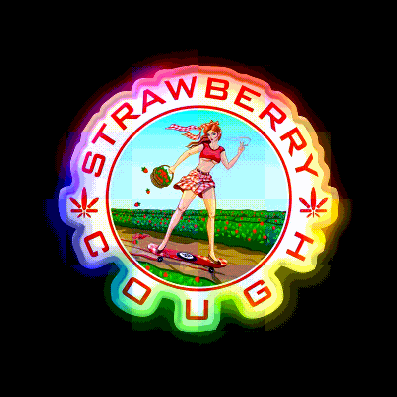 Strawberry Cough Seeds Hemp Inspired Green Leaf Led Neon Sign Rgb Color - LED neon sign close-up detail