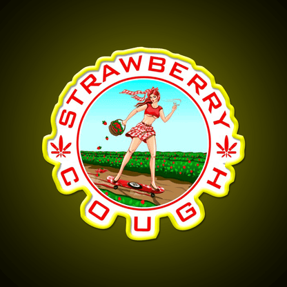 Strawberry Cough Seeds Hemp Inspired Green Leaf Led Neon Sign Rgb Color - Shineneon
