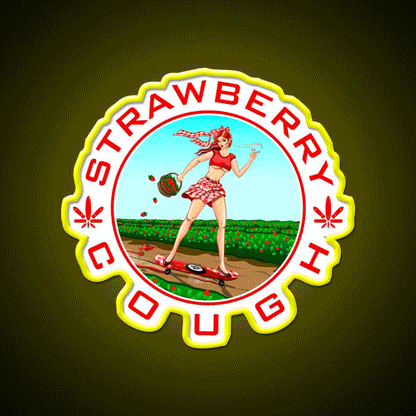 Strawberry Cough Seeds Hemp Inspired Green Leaf Led Neon Sign Rgb Color - Custom LED neon sign front view