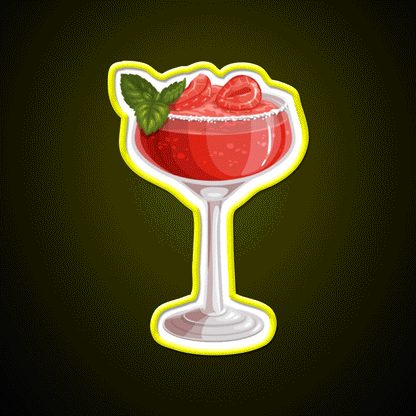 Strawberry Daiquiri Cocktail Bar Decor Led Neon Sign Home Bar Decor Rgb Color - Custom LED neon sign front view