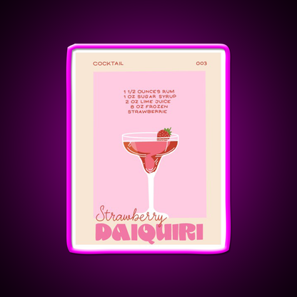Strawberry Daiquiri Cocktail Bar Decor Led Neon Sign Neon Party Sign Rgb Color - Neon sign mounted on wall in room