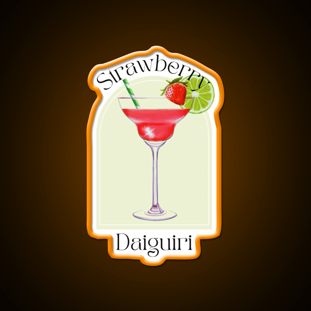 Strawberry Daiquiri Poster Tropical Cocktail Bar Decor Led Neon Sign Rgb Color - Shineneon