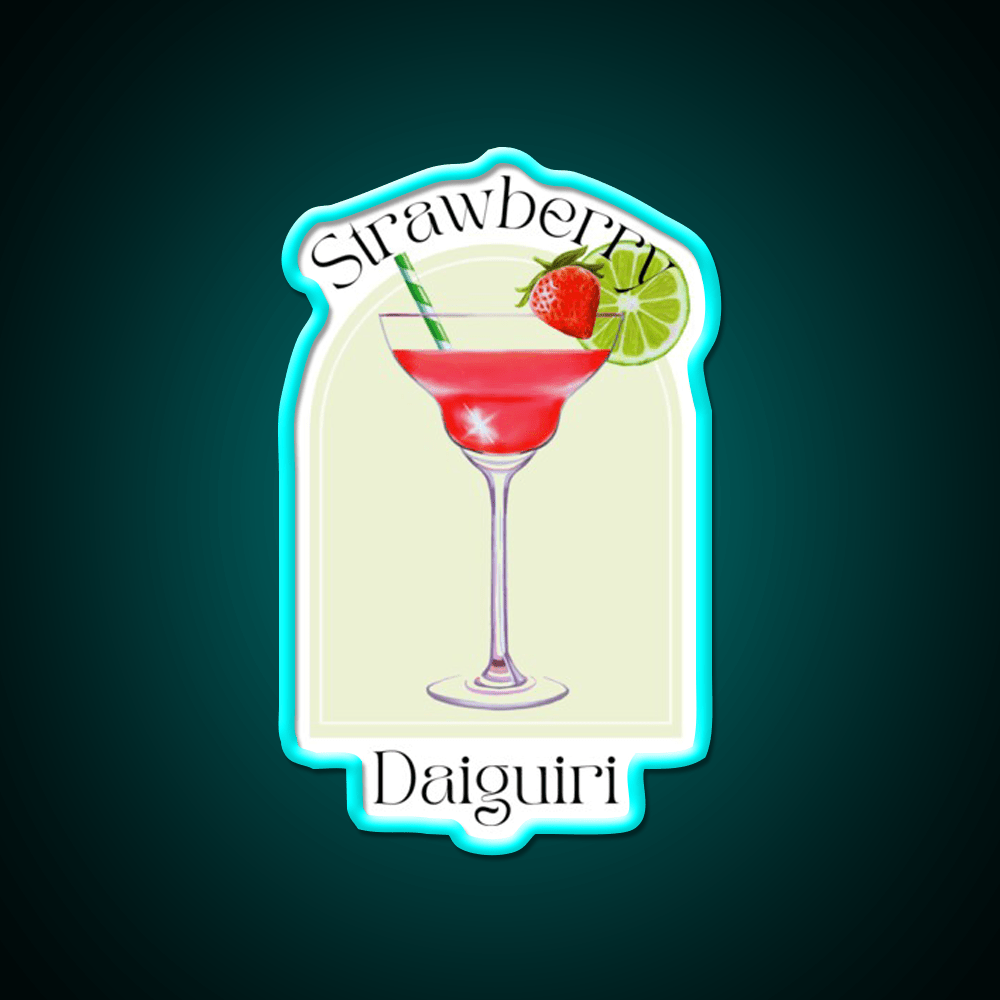 Strawberry Daiquiri Poster Tropical Cocktail Bar Decor Led Neon Sign Rgb Color - Shineneon