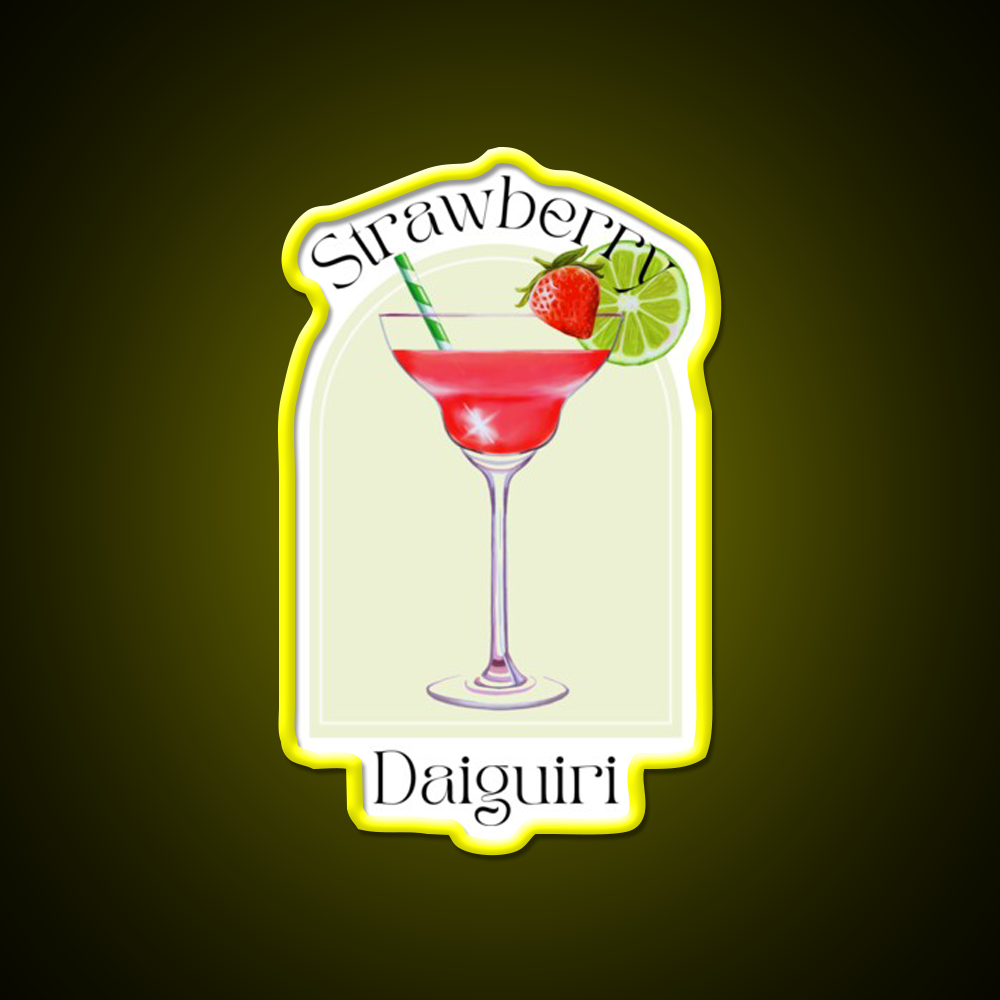 Strawberry Daiquiri Poster Tropical Cocktail Bar Decor Led Neon Sign Rgb Color - LED neon sign view 7