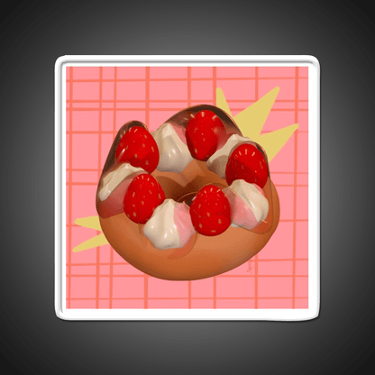 Strawberry Donut Illustration Snack Food Led Neon Sign Rgb Color - Shineneon