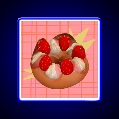 Strawberry Donut Illustration Snack Food Led Neon Sign Rgb Color - Shineneon