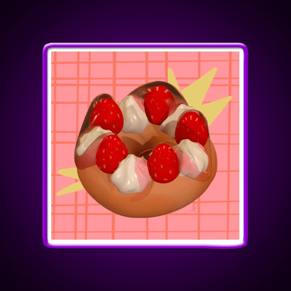 Strawberry Donut Illustration Snack Food Led Neon Sign Rgb Color - Shineneon