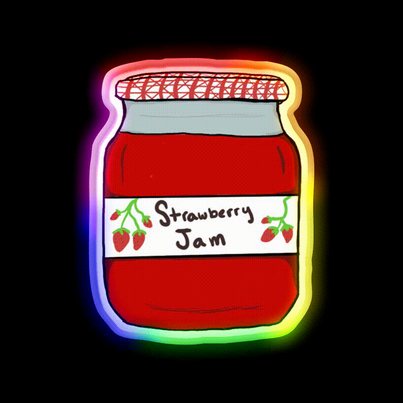 Strawberry Jam Snack Food Led Neon Sign Rgb Color - LED neon sign close-up detail