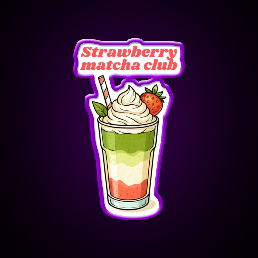 Strawberry Matcha Latte Club Cocktail Bar Decor Led Neon Sign Rgb Color - LED neon sign view 9