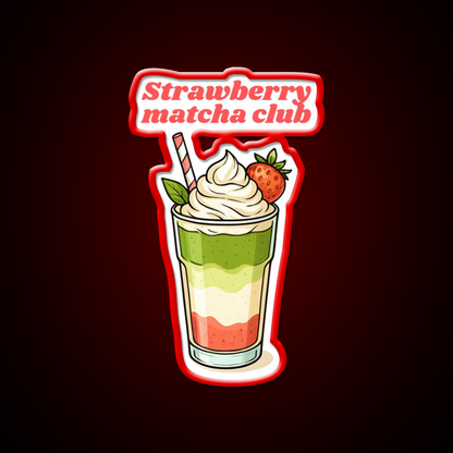 Strawberry Matcha Latte Club Cocktail Bar Decor Led Neon Sign Rgb Color - LED neon sign view 10