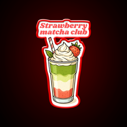 Strawberry Matcha Latte Club Cocktail Bar Decor Led Neon Sign Rgb Color - Shineneon