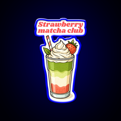 Strawberry Matcha Latte Club Cocktail Bar Decor Led Neon Sign Rgb Color - Shineneon