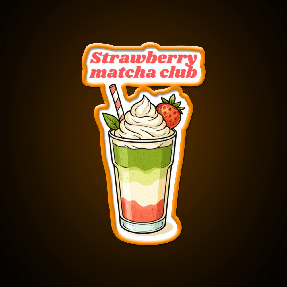Strawberry Matcha Latte Club Cocktail Bar Decor Led Neon Sign Rgb Color - Shineneon