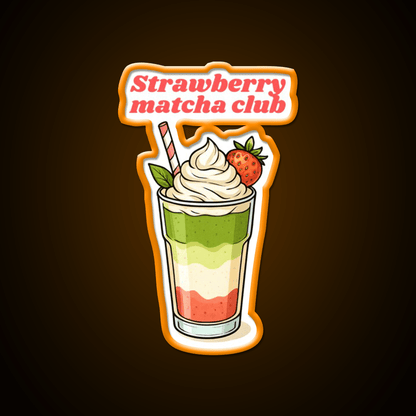 Strawberry Matcha Latte Club Cocktail Bar Decor Led Neon Sign Rgb Color - Shineneon