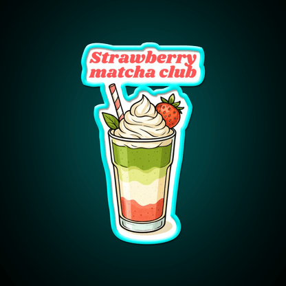 Strawberry Matcha Latte Club Cocktail Bar Decor Led Neon Sign Rgb Color - Shineneon