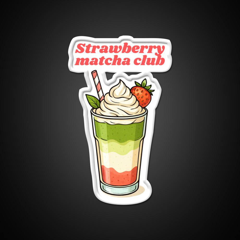 Strawberry Matcha Latte Club Cocktail Bar Decor Led Neon Sign Rgb Color - LED neon sign view 11
