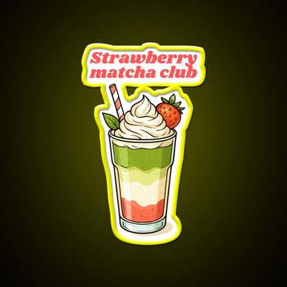 Strawberry Matcha Latte Club Cocktail Bar Decor Led Neon Sign Rgb Color - LED neon sign view 7