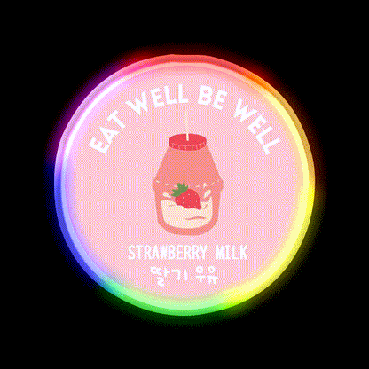 Strawberry Milk Carton Korean Food Snack Drink Snack Food Led Neon Sign Rgb Color - LED neon sign close-up detail