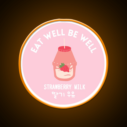 Strawberry Milk Carton Korean Food Snack Drink Snack Food Led Neon Sign Rgb Color - Shineneon