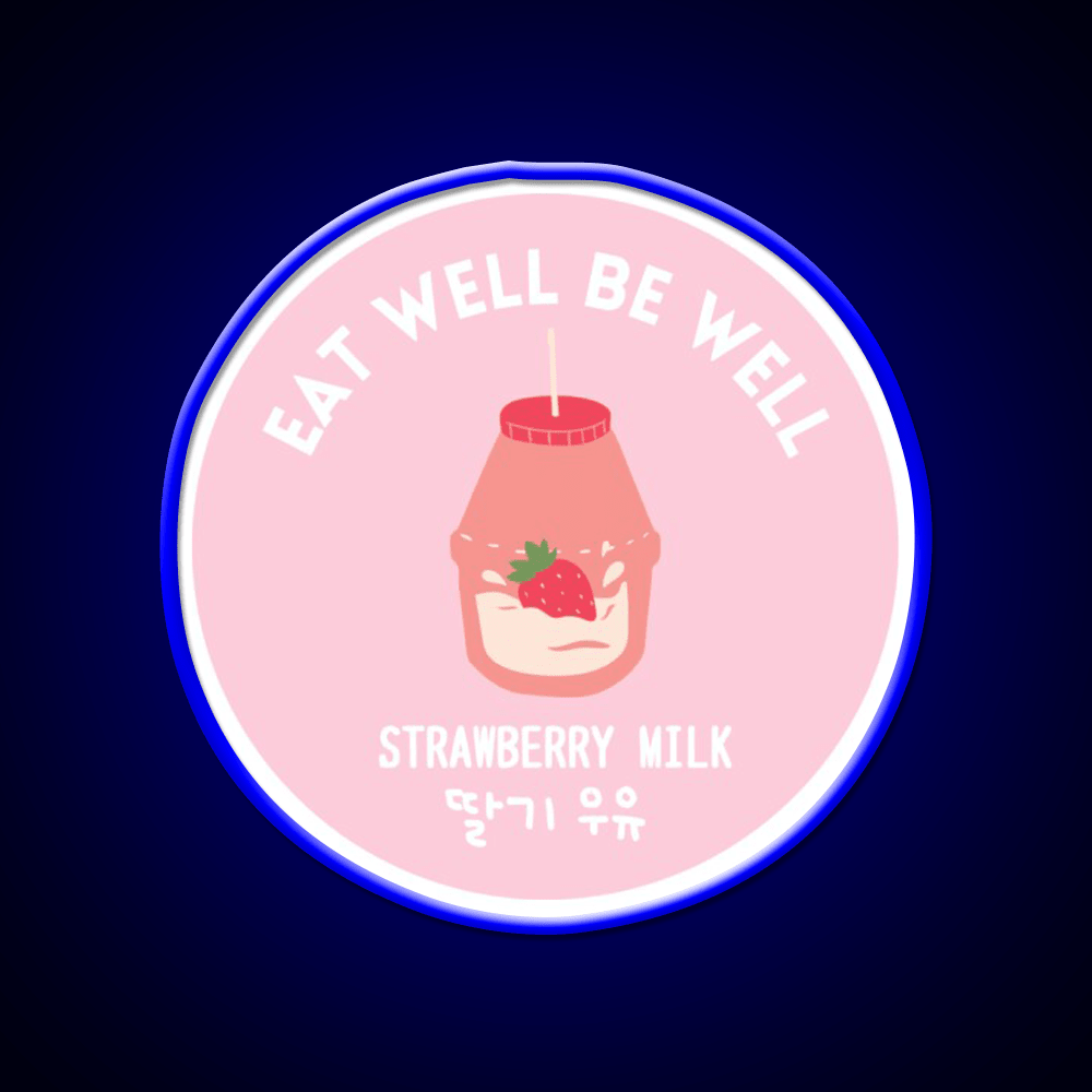 Strawberry Milk Carton Korean Food Snack Drink Snack Food Led Neon Sign Rgb Color - Shineneon