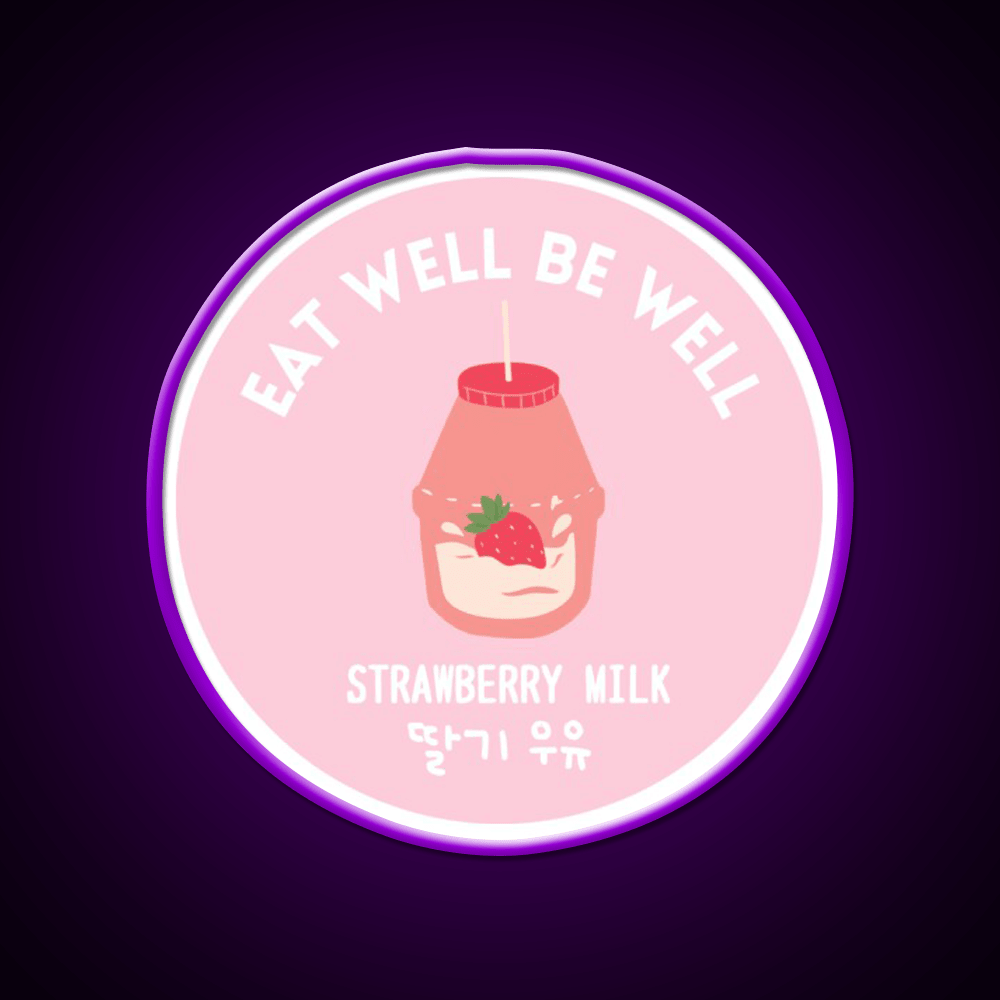 Strawberry Milk Carton Korean Food Snack Drink Snack Food Led Neon Sign Rgb Color - Shineneon