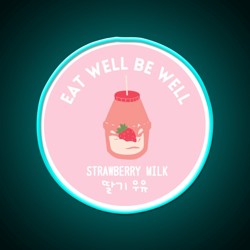 Strawberry Milk Carton Korean Food Snack Drink Snack Food Led Neon Sign Rgb Color - Shineneon