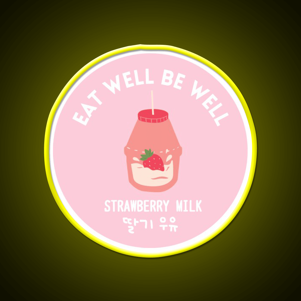 Strawberry Milk Carton Korean Food Snack Drink Snack Food Led Neon Sign Rgb Color - Shineneon