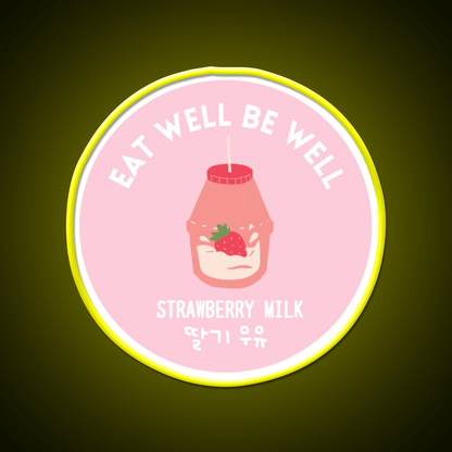 Strawberry Milk Carton Korean Food Snack Drink Snack Food Led Neon Sign Rgb Color - Shineneon